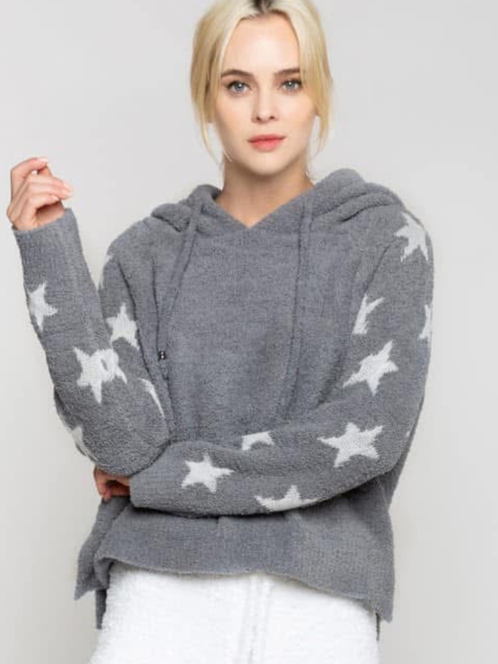 POL Gray Star Cropped Hoodie Size Medium